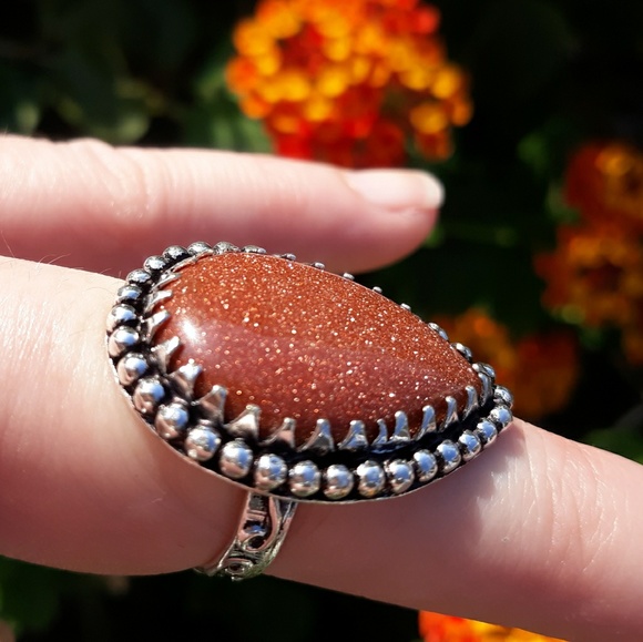 New Goldstone/Sunsitara Silver Ring. Size 7.25 - Picture 6 of 8
